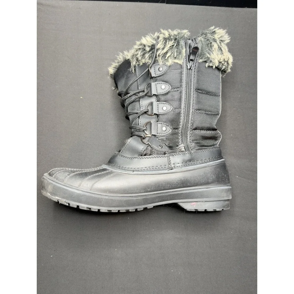 Dream Pairs DP-CANADA Womens Snow Boots Size 11 Black Faux Fur Lace Zip Winter